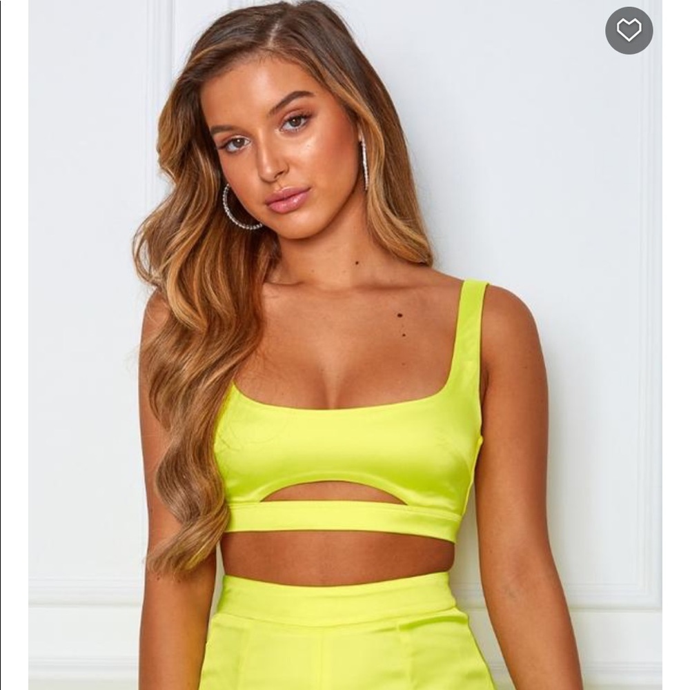 Satin Neon Yellow Crop Top
